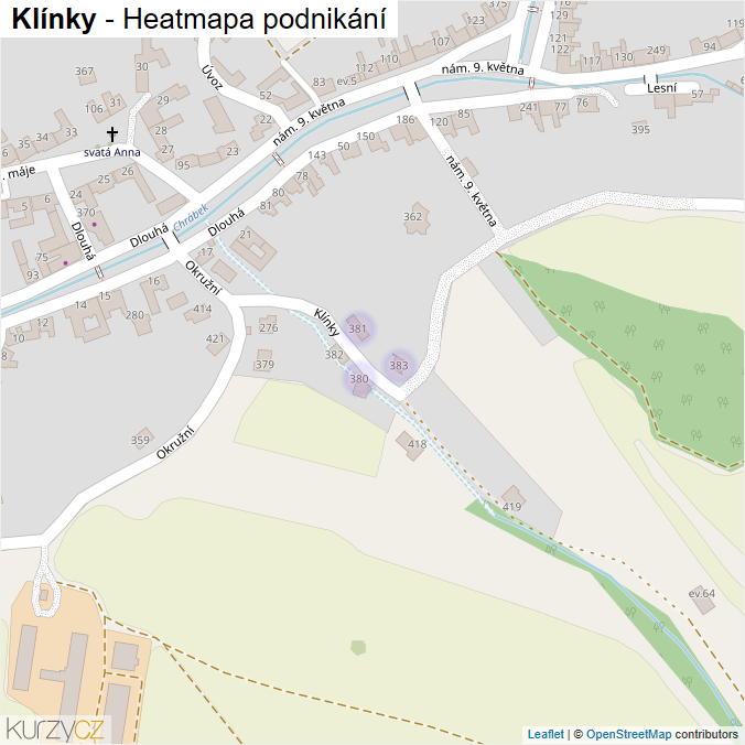 Mapa Klínky - Firmy v ulici.