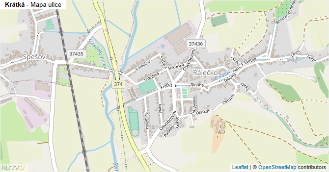 Krátká - mapa ulice