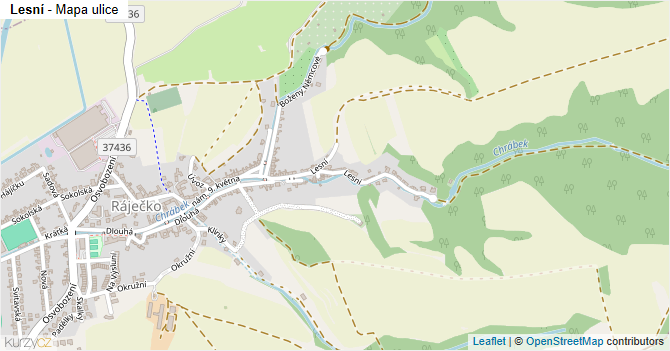 Lesní - mapa ulice