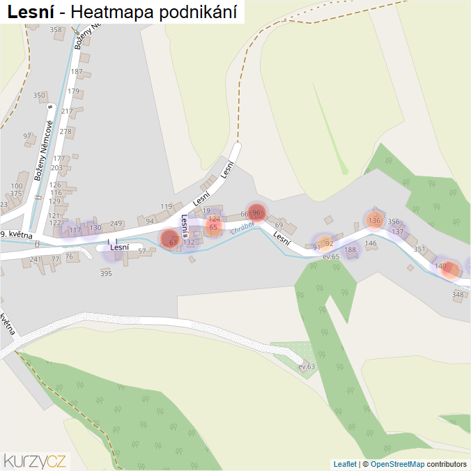 Mapa Lesní - Firmy v ulici.