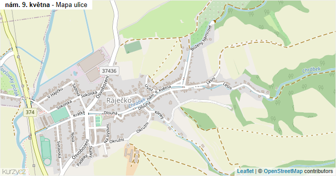 nám. 9. května - mapa ulice
