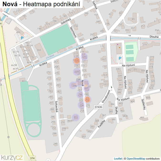 Mapa Nová - Firmy v ulici.