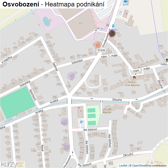 Mapa Osvobození - Firmy v ulici.