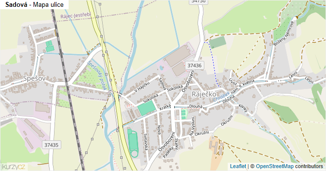 Sadová - mapa ulice