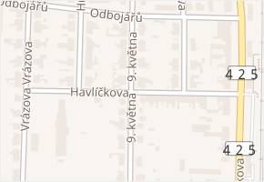 9. května v obci Rajhrad - mapa ulice