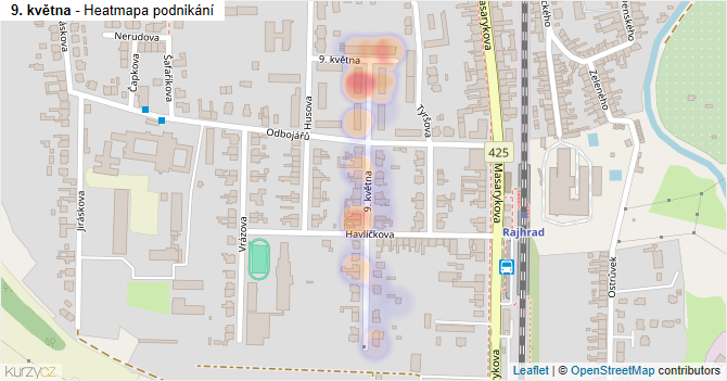 9. května - mapa podnikání
