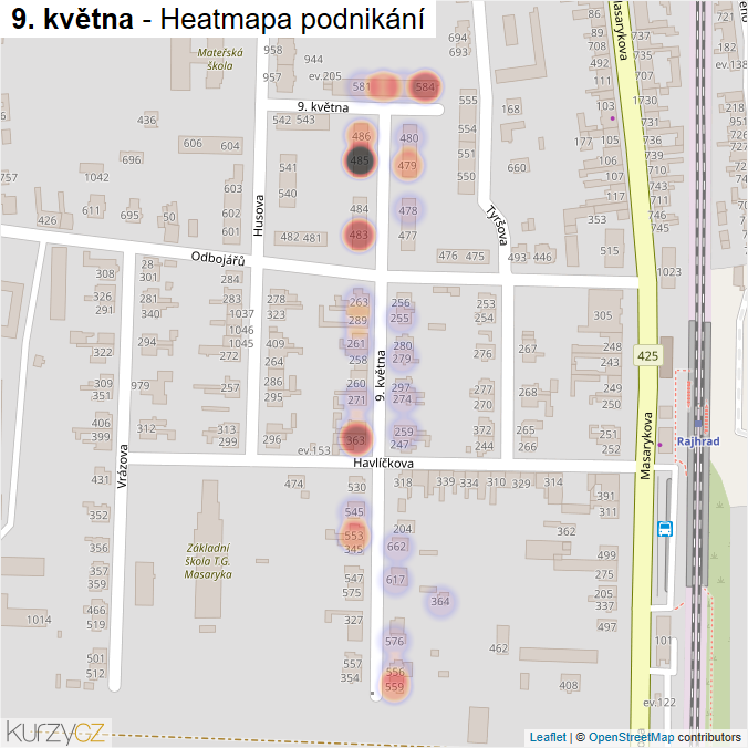 Mapa 9. května - Firmy v ulici.