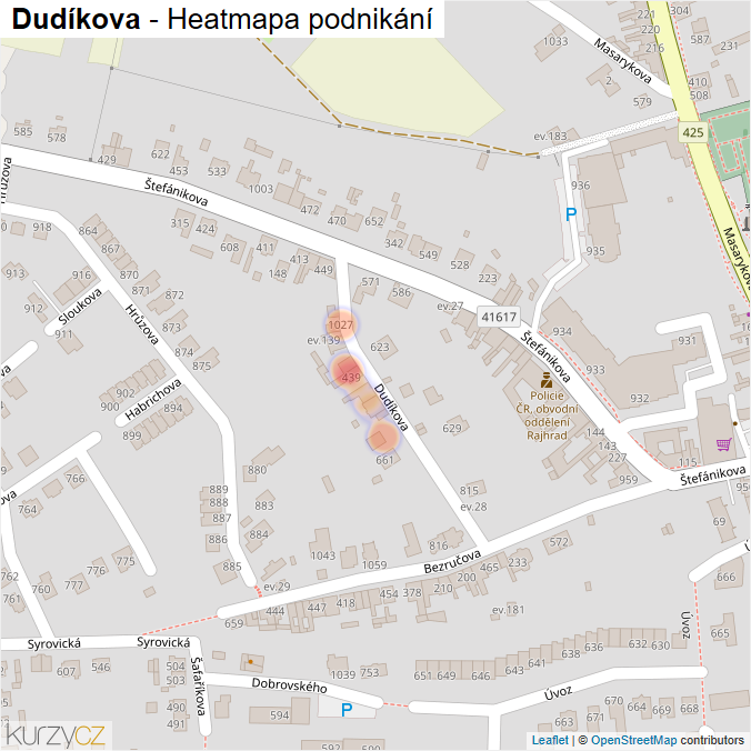 Mapa Dudíkova - Firmy v ulici.