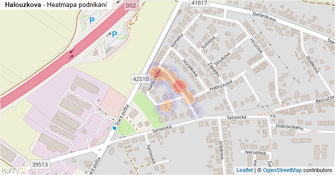 Halouzkova - mapa podnikání