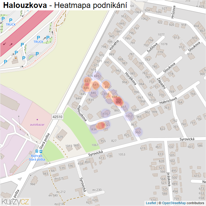 Mapa Halouzkova - Firmy v ulici.