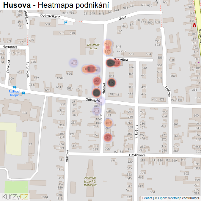 Mapa Husova - Firmy v ulici.