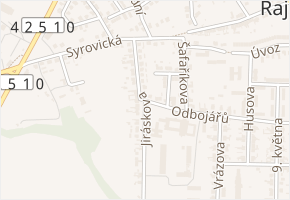 Jiráskova v obci Rajhrad - mapa ulice