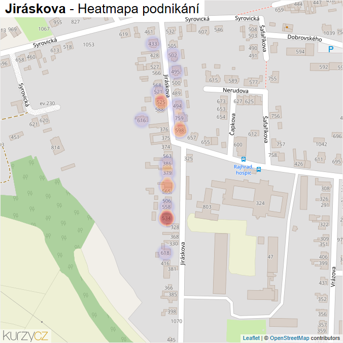 Mapa Jiráskova - Firmy v ulici.