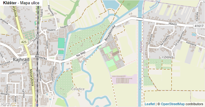 Klášter - mapa ulice