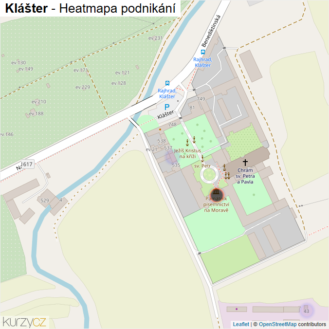 Mapa Klášter - Firmy v ulici.