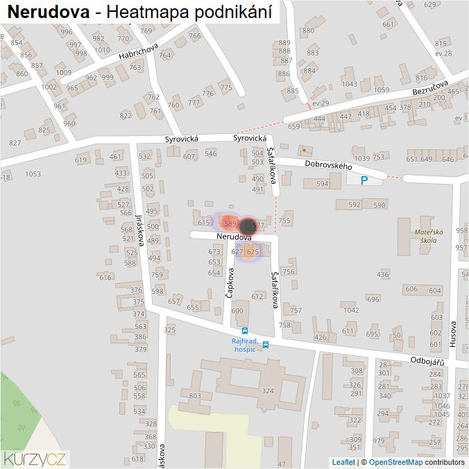 Mapa Nerudova - Firmy v ulici.