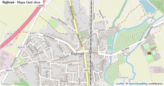Rajhrad - mapa části obce