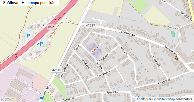 Sušilova - mapa podnikání