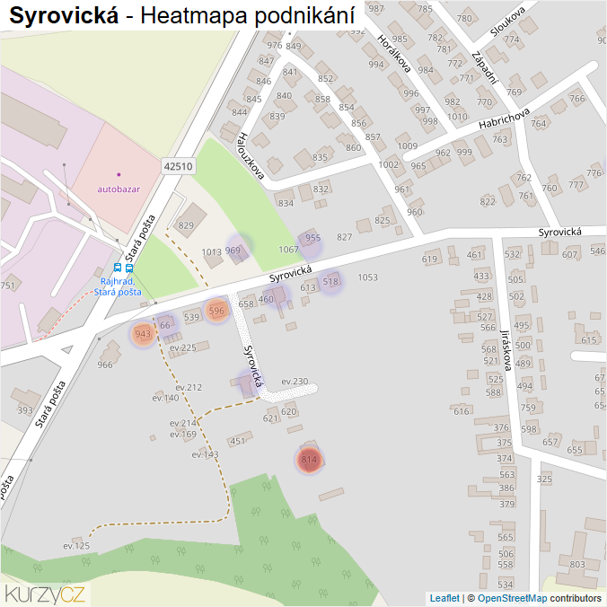 Mapa Syrovická - Firmy v ulici.