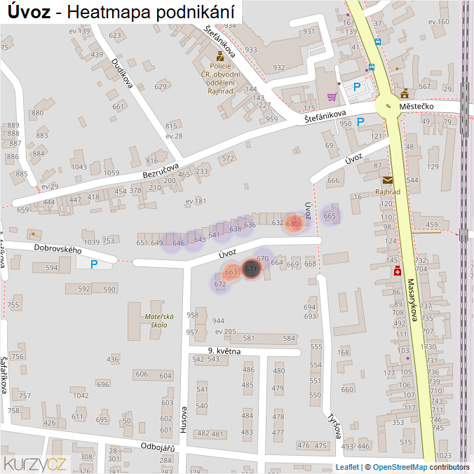 Mapa Úvoz - Firmy v ulici.