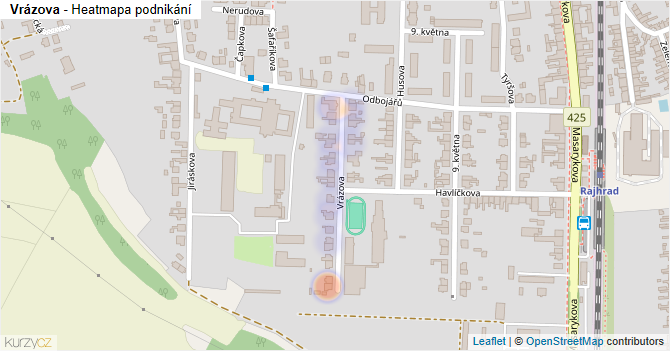 Vrázova - mapa podnikání
