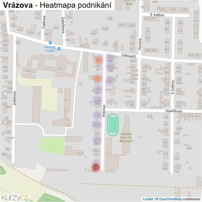 Mapa Vrázova - Firmy v ulici.