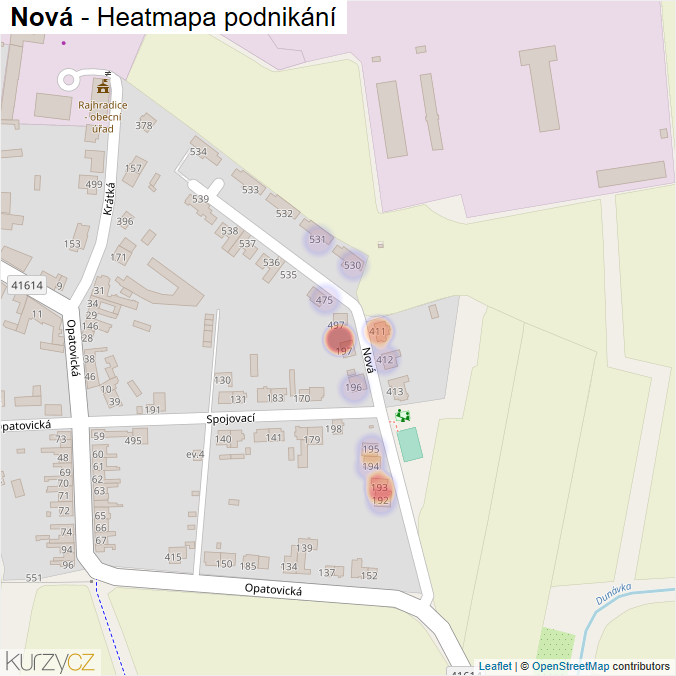 Mapa Nová - Firmy v ulici.