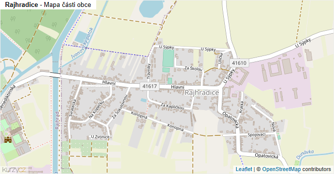 Rajhradice - mapa části obce