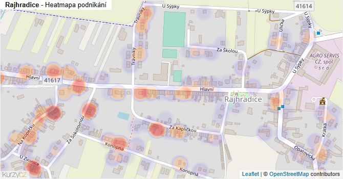 Rajhradice - mapa podnikání