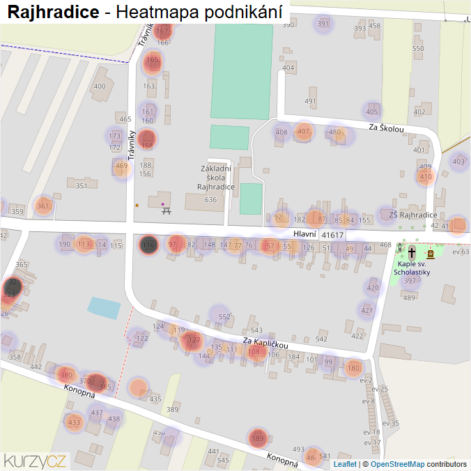 Mapa Rajhradice - Firmy v části obce.