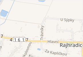 Trávníky v obci Rajhradice - mapa ulice