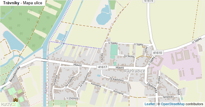 Trávníky - mapa ulice