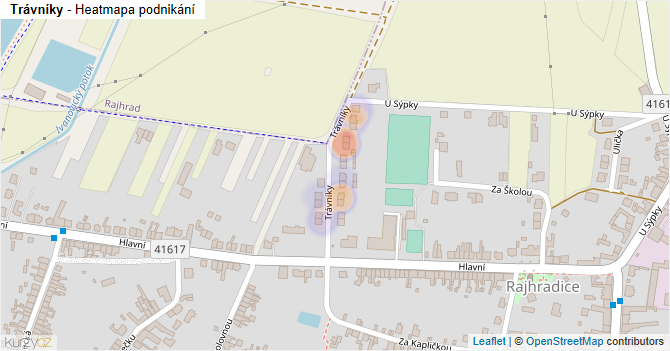Trávníky - mapa podnikání