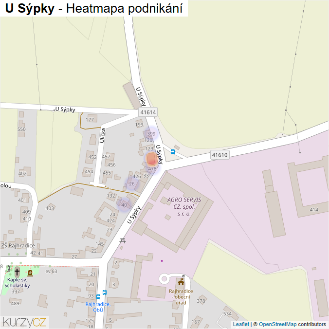 Mapa U Sýpky - Firmy v ulici.