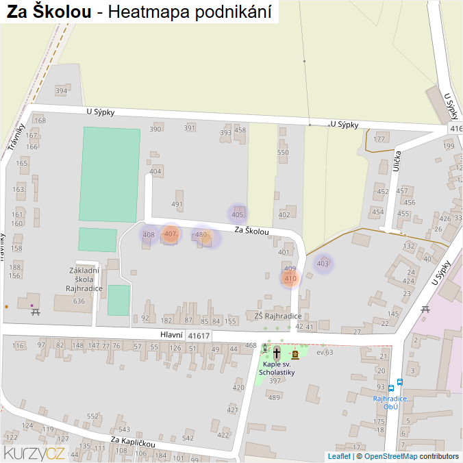 Mapa Za Školou - Firmy v ulici.