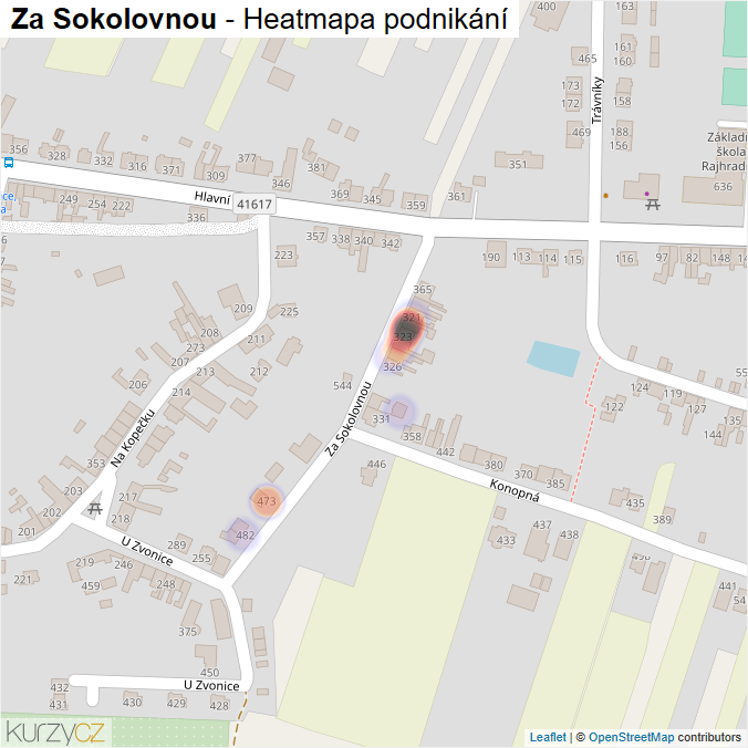Mapa Za Sokolovnou - Firmy v ulici.