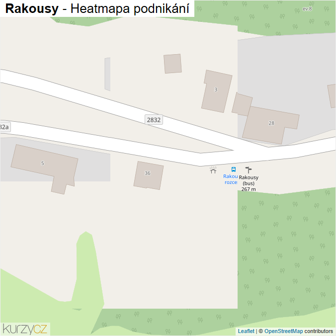 Mapa Rakousy - Firmy v obci.