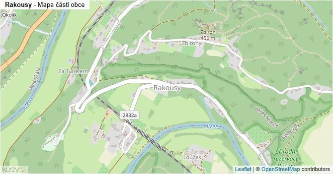 Rakousy - mapa části obce