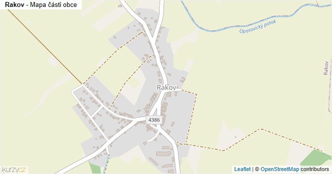 Rakov - mapa části obce