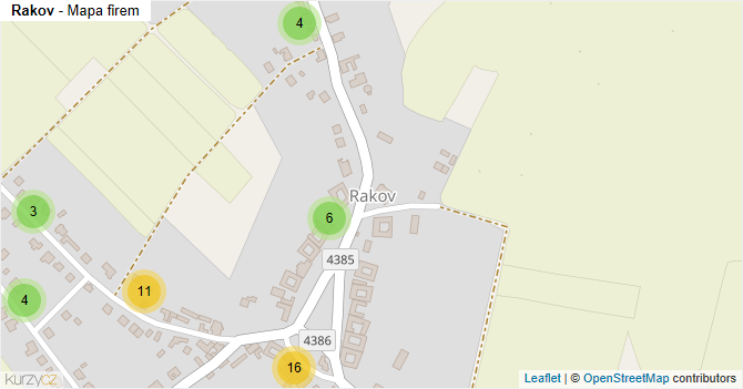 Rakov - mapa firem