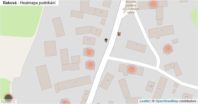Raková - mapa podnikání