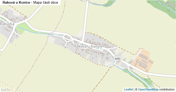 Raková u Konice - mapa části obce