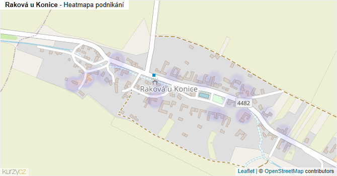 Raková u Konice - mapa podnikání