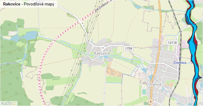 Rakovice - záplavové mapy stoleté vody