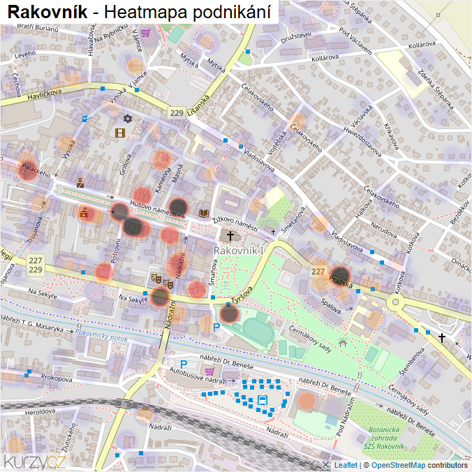 Mapa Rakovník - Firmy v obci.