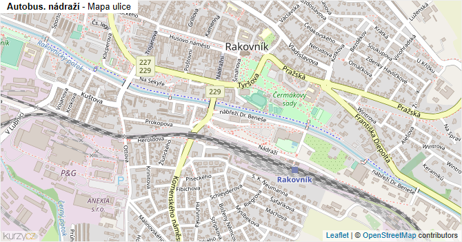 Autobus. nádraží - mapa ulice