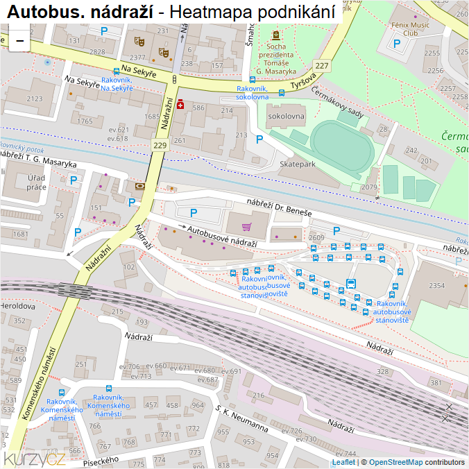 Mapa Autobus. nádraží - Firmy v ulici.