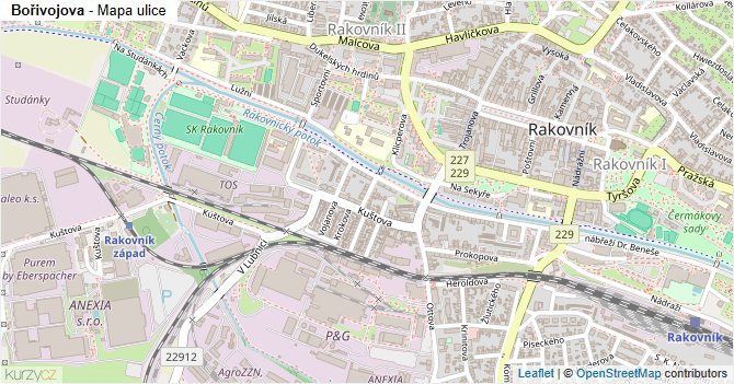 Bořivojova - mapa ulice