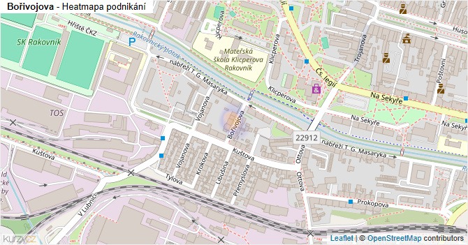 Bořivojova - mapa podnikání