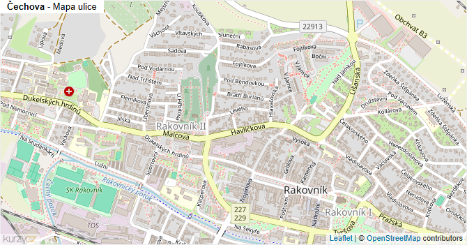 Čechova - mapa ulice